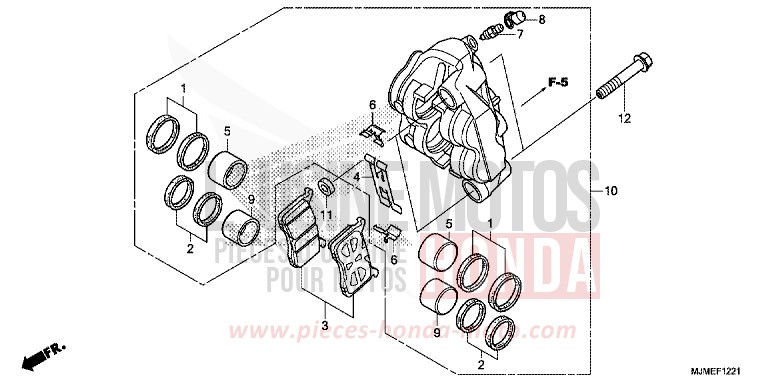BREMSSATTEL VL (VFR800XH/J/K) von VFR800X „Crossrunner“ CANDY PROMINENCE RED (R342) von 2017
